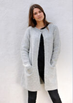 1895 SANNE síð jakkapeysa með tweed á dönsku