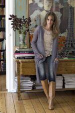 Síð perluprjónsjakkapeysa úr Silk mohair