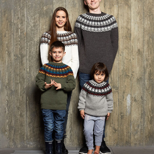 Alpakka ull munsturbekkpeysa