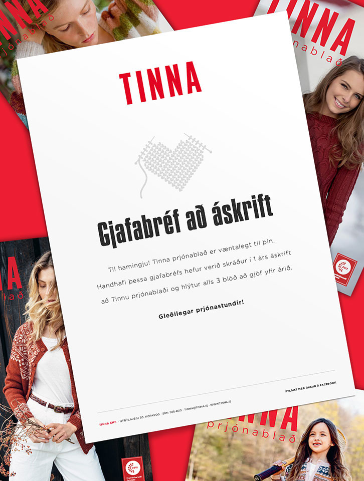 askrift3.jpg Gjafabréf - árs áskrift að Tinnu prjónablaði - Image 1